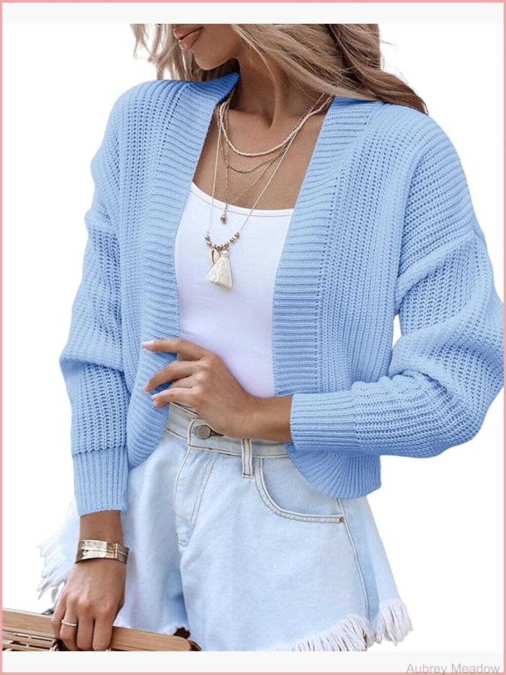 Long Sleeve Open Front Knit Cropped Cardigan Sweater Casual Shrug Coat